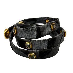 Angela West Designs Camouflage Crystal Wrap Bracelet Black Gray Concert Music Pu